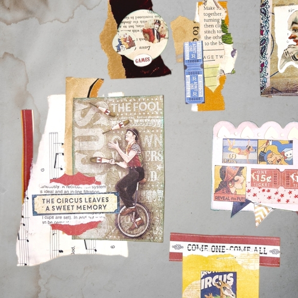 Handmade Clusters for Junk Journaling, Paper Embellishments, Circus - Picture 3 of 5